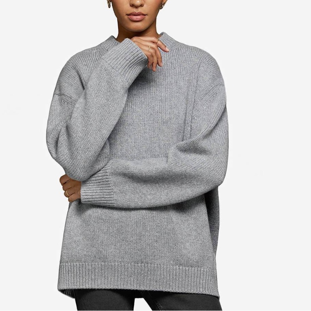 Anine Bing Rosie Sweater Grey Gray Cashmere Knit Chunky Crew Size Extra Small